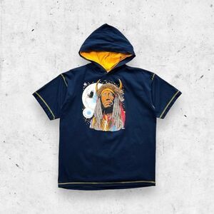 Vtg TNT Native American Indian Shirt, Eagle Moon Wolf, Hooded Tee, Spiritual, XL